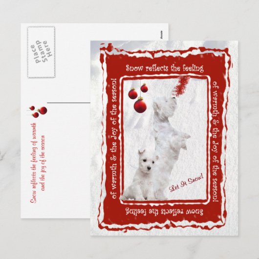 Westie Laat Het Sneeuw Vakantie Groeten Briefkaart (Voorkant / Achterkant)