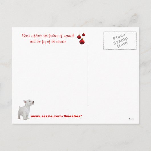 Westie Laat Het Sneeuw Vakantie Groeten Briefkaart (Achterkant)