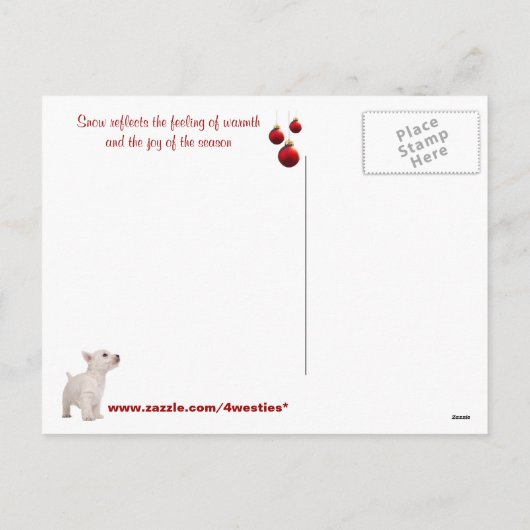 Westie laat het sneeuwen Groet #3 Feestdagenkaart (Achterkant)