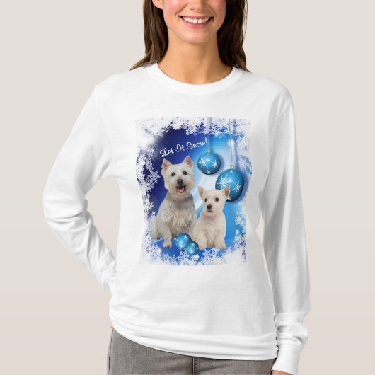 Westie laat het sneeuwvakantie-groet t-shirt (Voorkant)
