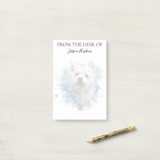 Westie Lover Monogrammed Dog  Post-it® Notes (Op bureau)