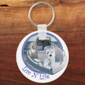 Westie Luv N Leven op een Boot Sleutelhanger (Voorkant)