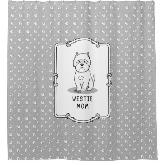 Westie Mam - West Highland White Terrier Mam Douchegordijn (Voorkant)