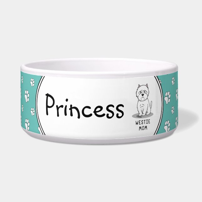 Westie Mam - West Highland White Terrier Mam Voerbakje (Voorkant)