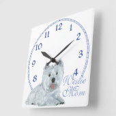 Westie mama vierkante klok (Hoek)
