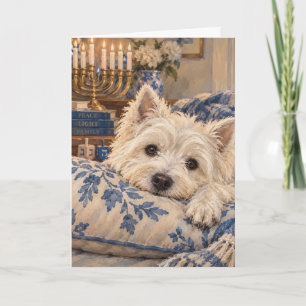 Westie Menorah Chanoeka Joods Kaart