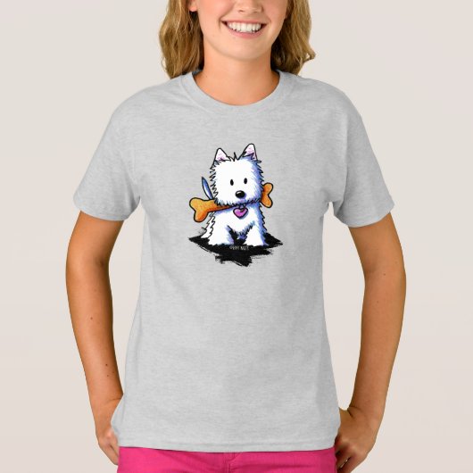 Westie met Bone KiniArt T-shirt (Voorkant)