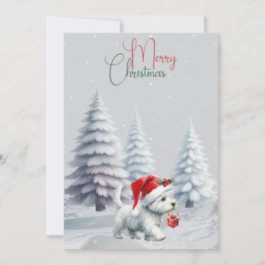Westie met cadeau Kerstkaart (Voorkant)