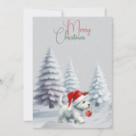 Westie met cadeau Kerstkaart
