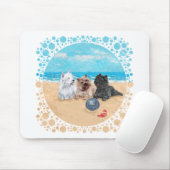 Westie met Cairn Terriers op het Strand Muismat (Met muis)