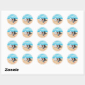 Westie met Cairn Terriërs op het Strand Ronde Sticker (Vel)