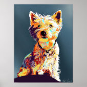 Westie, met de hand getekend pop-art Poster (Voorkant)