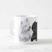Westie met een Black Cairn Terrier Koffiemok (Voorkant links)