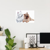 Westie met een bruine Cairn Terrier Poster (Thuiskantoor)