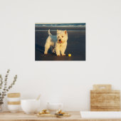 Westie met een geel Poster (Keuken)