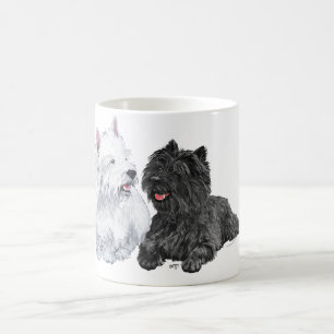 Westie met een zwarte Cairn Terrier Koffiemok