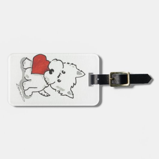 Westie met hart bagagelabel (Voorkant horizontaal)