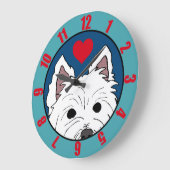 Westie met hart pellen (Regelmatig aantal) Grote Klok (Hoek)