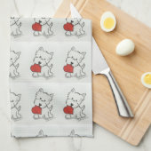 Westie met hart theedoek (Quarter Fold)