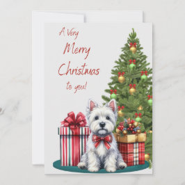 Westie met Pakketten Kerst Kaart