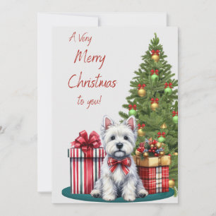 Westie met Pakketten Kerst Kaart