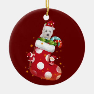 Westie met Petten kerst met sokken Keramisch Ornament