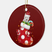 Westie met Petten kerst met sokken Keramisch Ornament (Links)
