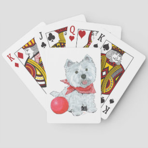 Westie Met Rode Bal Pokerkaarten