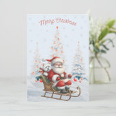 Westie met Santa Merry Christmas Kaart (Staand voorkant)