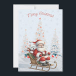 Westie met Santa Merry Christmas Kaart<br><div class="desc">Westie met de Kerstman in Sled Vrolijk Kerstfeest Kaart</div>