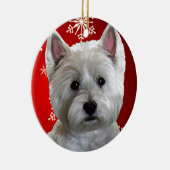 WESTIE MET SNOWFLAKS KERAMISCH ORNAMENT (Rechts)