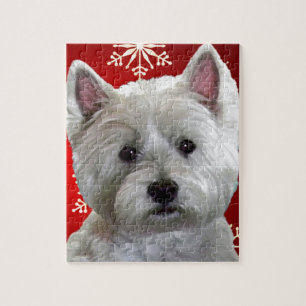 WESTIE MET SNOWFLAKS LEGPUZZEL