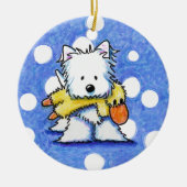Westie met Speelgoed Duck Ornament (Voorkant)