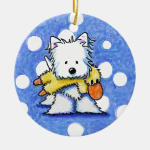 Westie met Speelgoed Duck Ornament