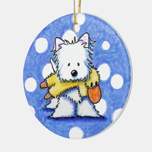 Westie met Speelgoed Duck Ornament (Links)