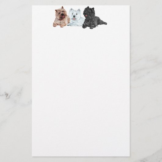 Westie met twee Cairn Terriers Briefpapier (Voorkant)