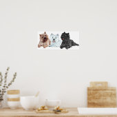 Westie met twee Cairn Terriers Poster (Keuken)