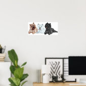 Westie met twee Cairn Terriers Poster (Thuiskantoor)