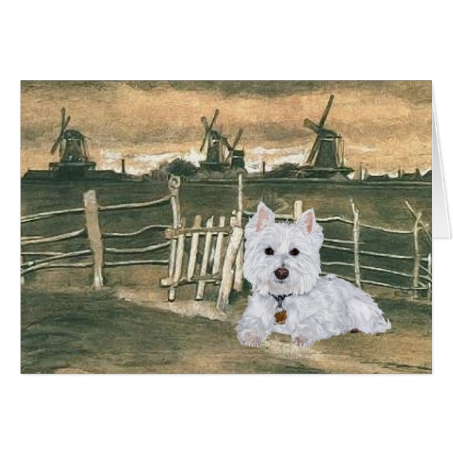 Westie met windmolens (Voorkant Horizontaal)