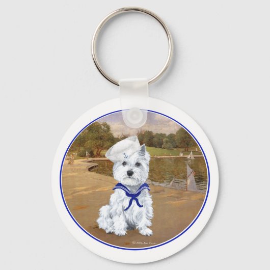Westie met zeilboten sleutelhanger (Voorkant)