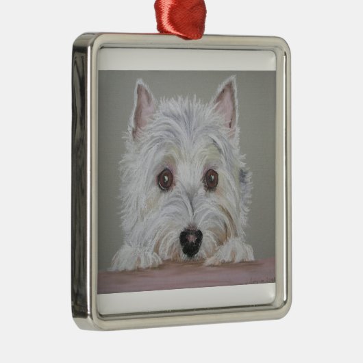 Westie Metalen Ornament (Rechts)