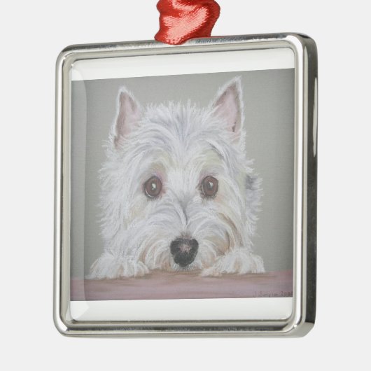 Westie Metalen Ornament (Links)