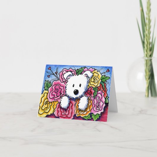 Westie Moederdag Boeket Kaart (Voorkant)