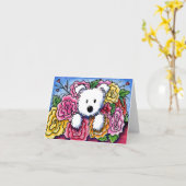 Westie Moederdag Bouquet Kaart (Gele Bloem)