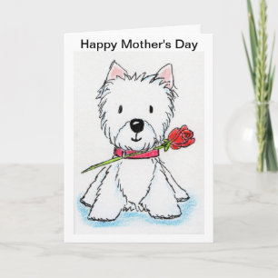 Westie Moederdag kaart mum nana mummie