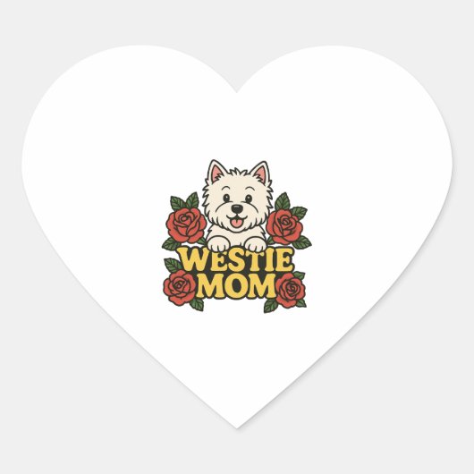 Westie Mom Hart Sticker (Voorkant)