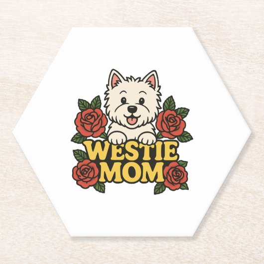 Westie Mom Kartonnen Onderzetters (Voorkant)