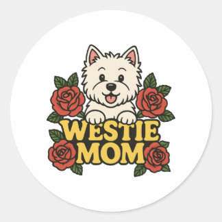 Westie Mom Ronde Sticker