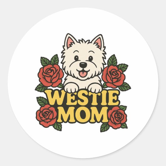 Westie Mom Ronde Sticker (Voorkant)