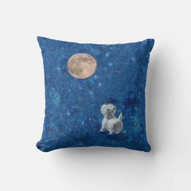 Westie Moon PILLOW Kussen (Voorkant)